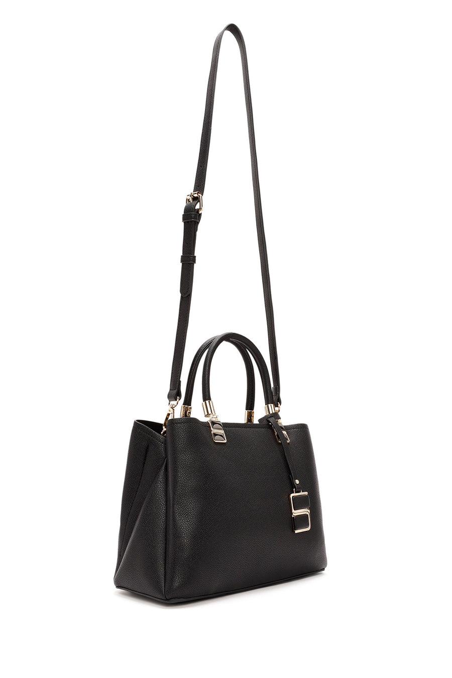 Women's Black Long Strap Accessory Detailed Handbag