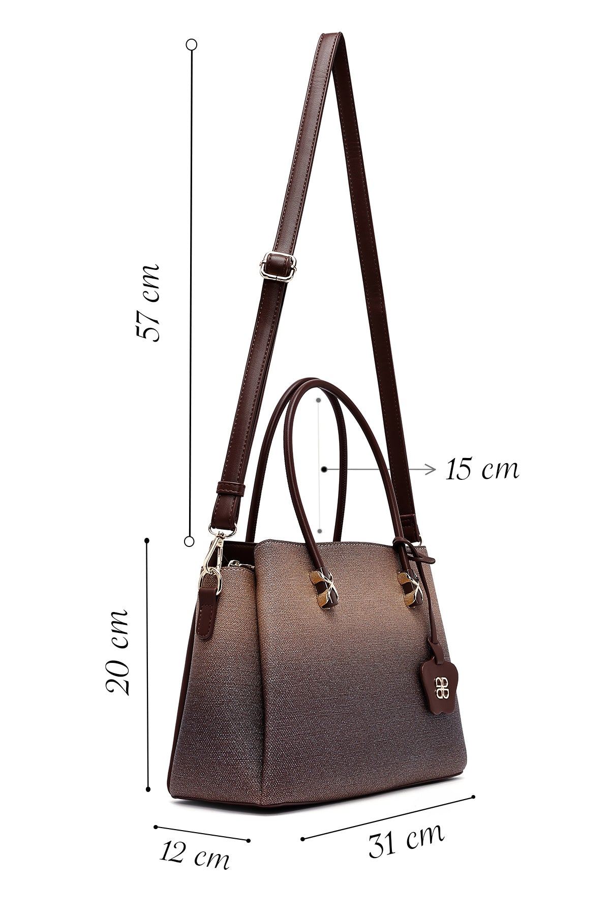 Kadın Kahverengi Uzun Askılı Baskılı Kol Çantası