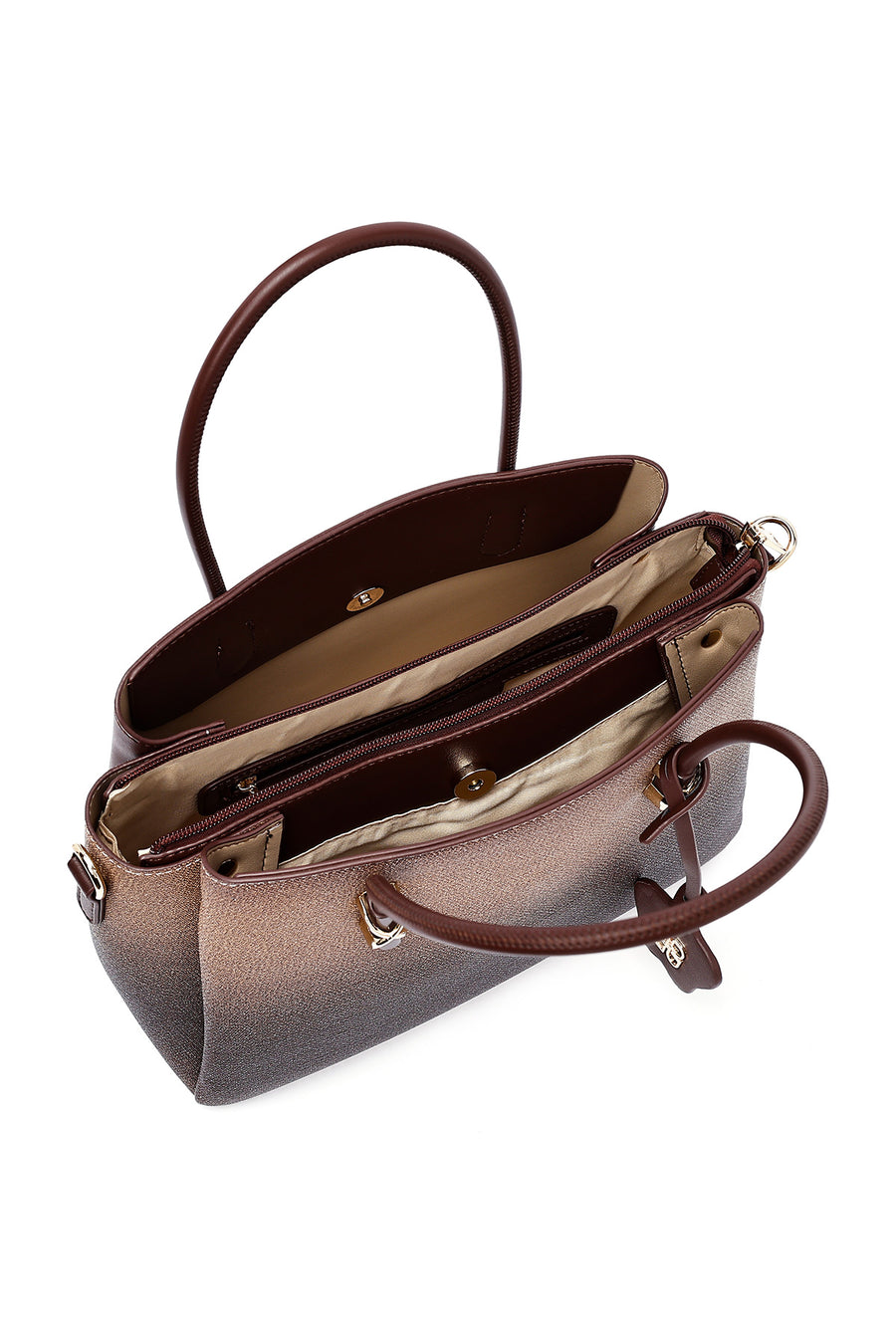 Woman Brown Long Strap Printed Handbag