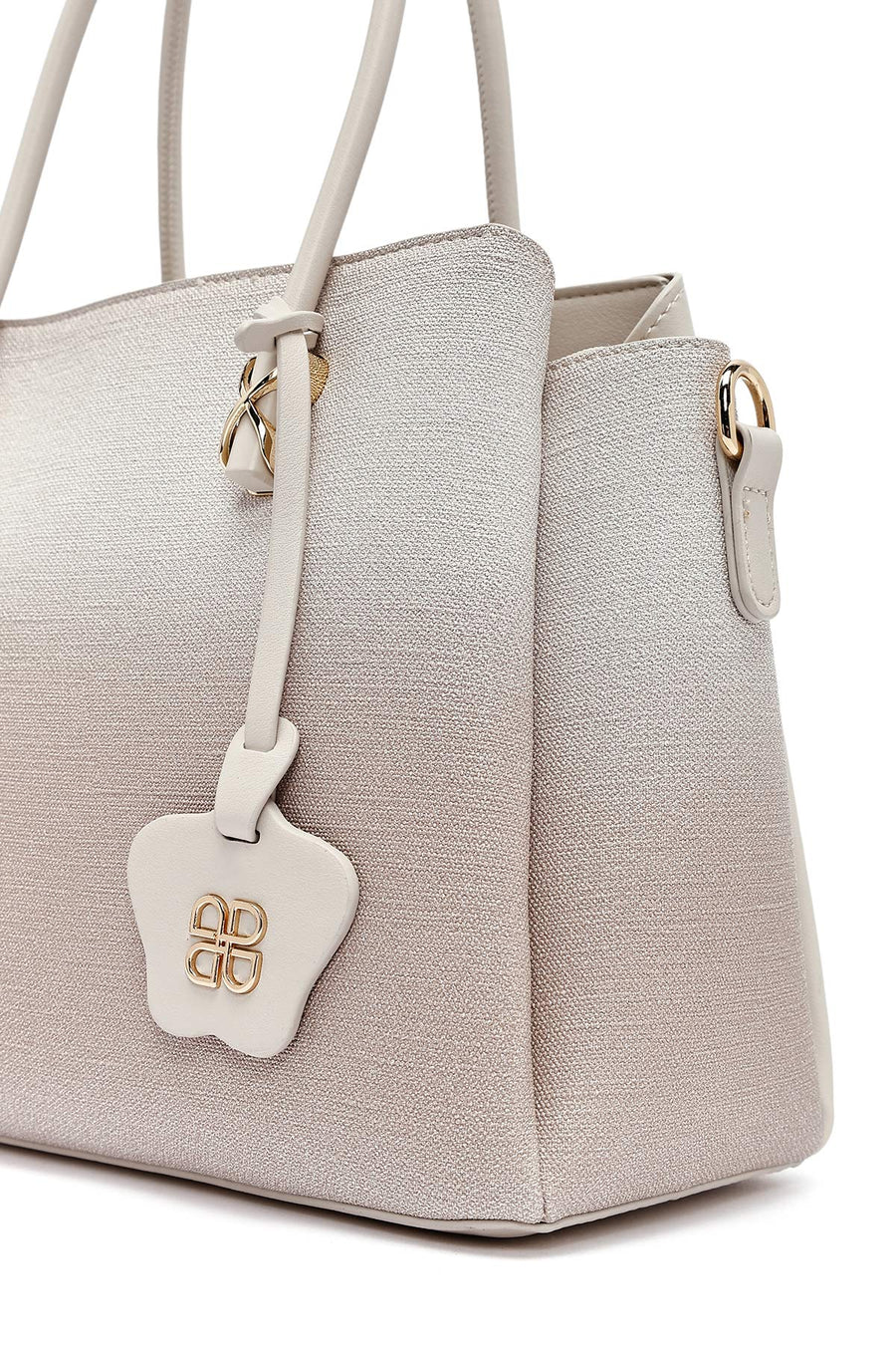 Woman Cream Long Strap Printed Handbag