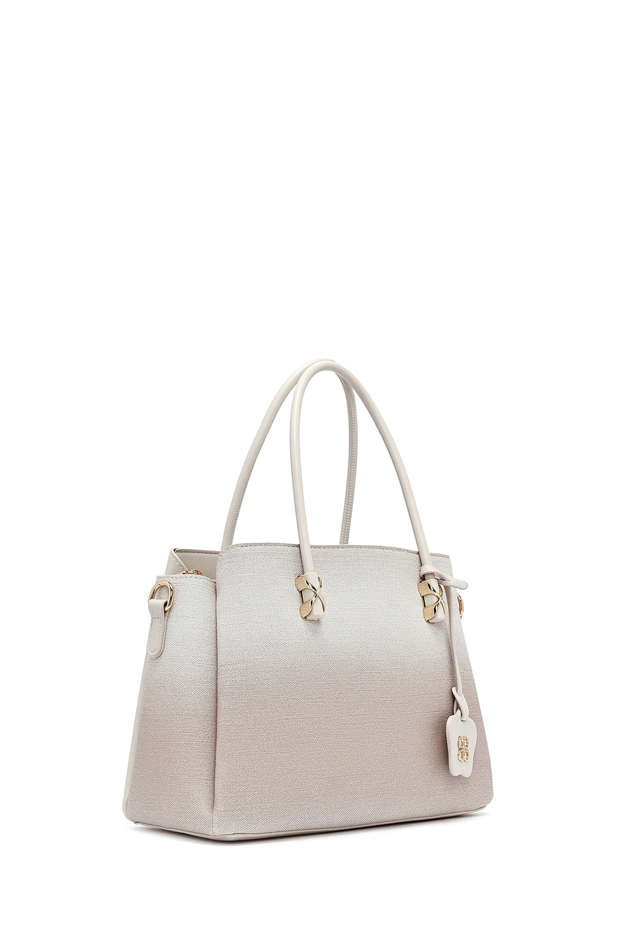 Woman Cream Long Strap Printed Handbag