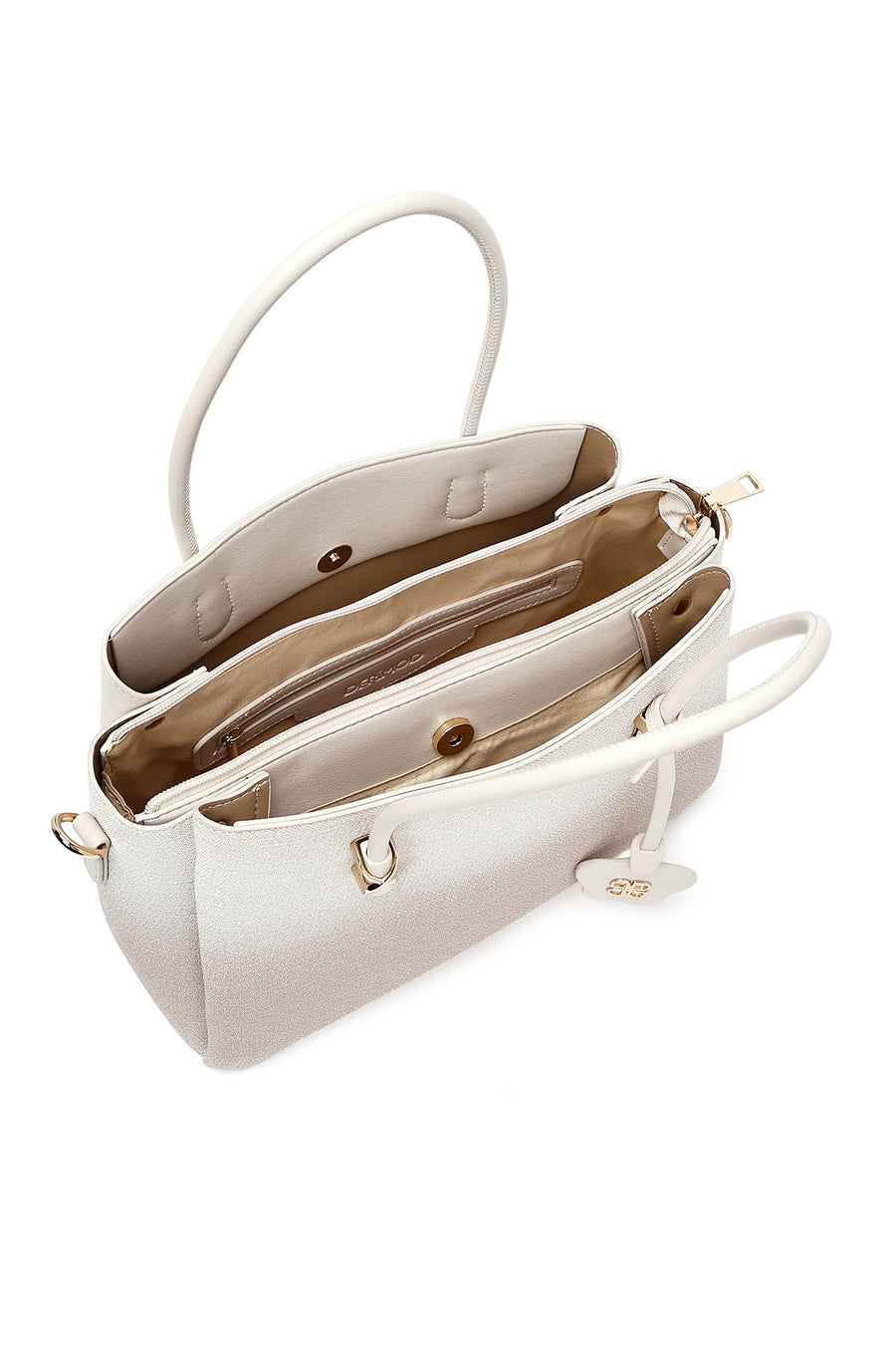 Woman Cream Long Strap Printed Handbag