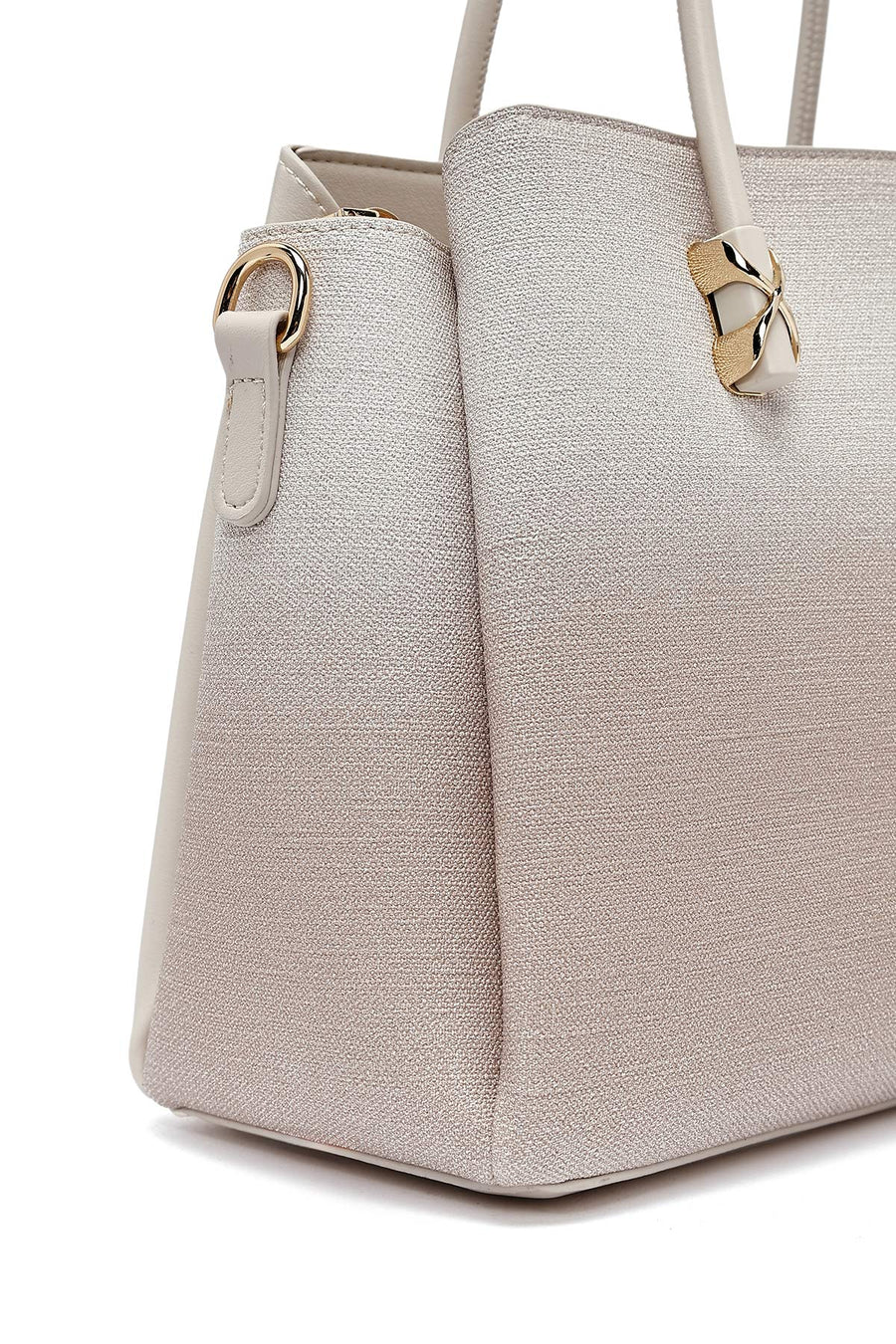 Woman Cream Long Strap Printed Handbag