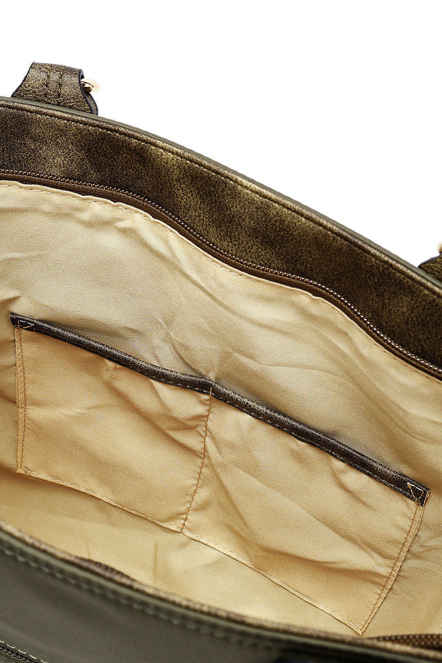 Woman Khaki Long Strap Fabric Shoulder Bag