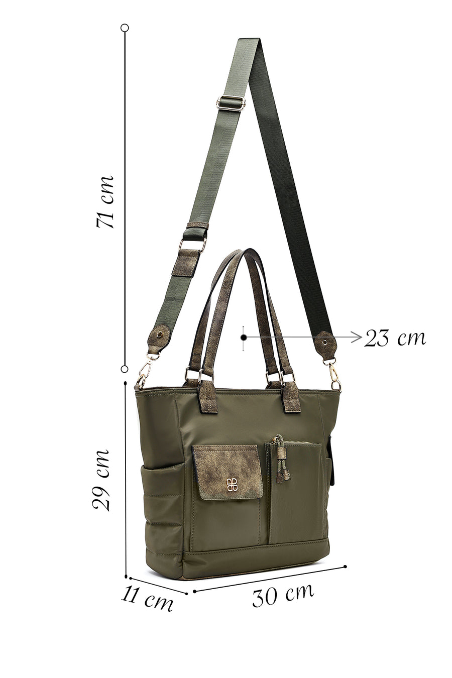 Woman Khaki Long Strap Fabric Shoulder Bag