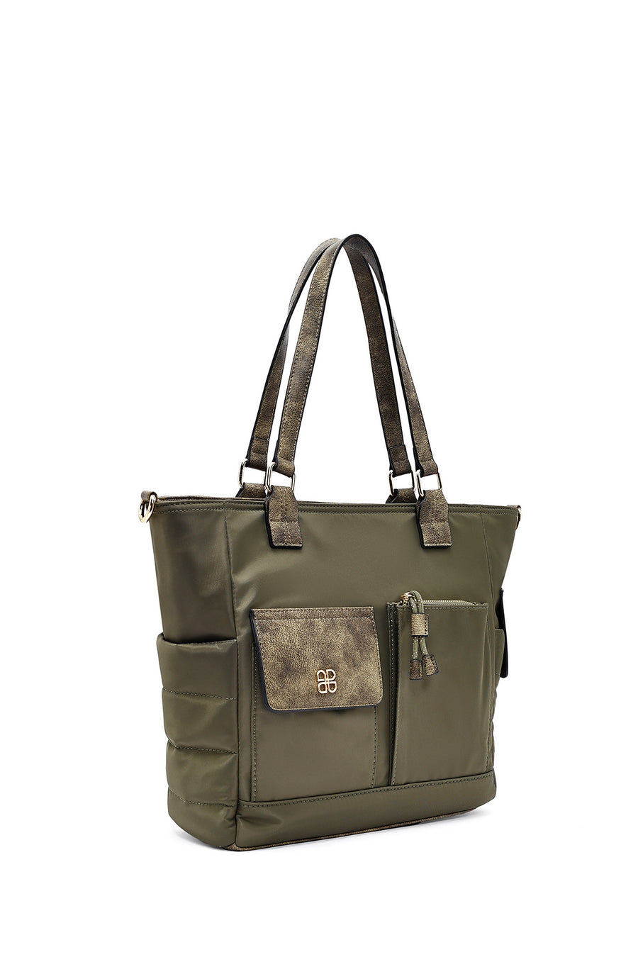 Woman Khaki Long Strap Fabric Shoulder Bag