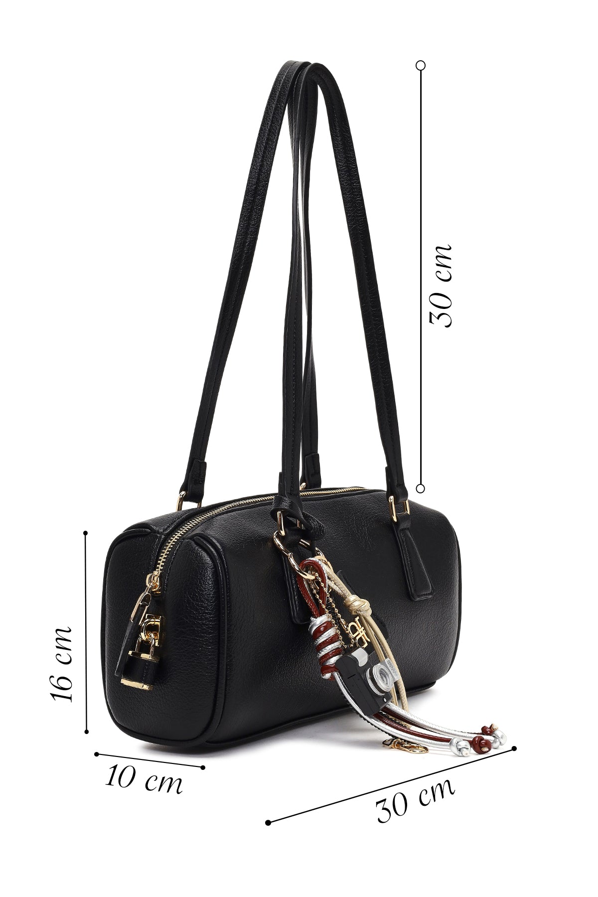 Kadın Siyah Aksesuarlı Omuz Çantası