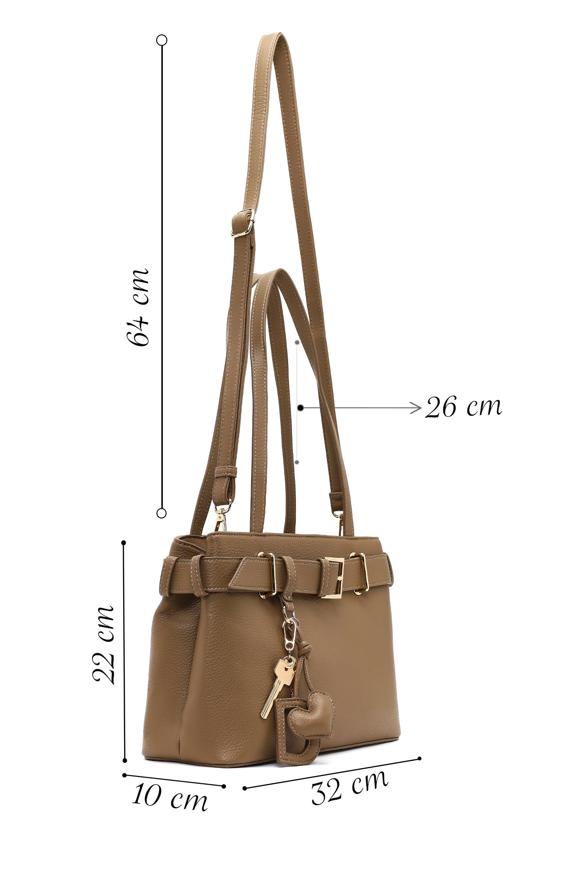 Kadın Kahverengi Uzun Askılı Aksesuarlı Omuz Çantası