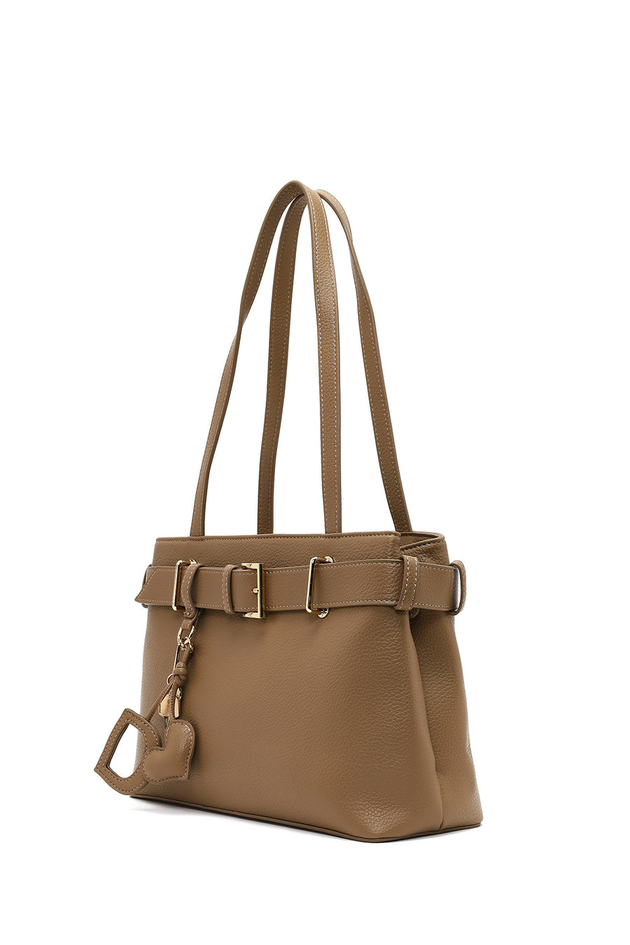 Women's Brown Long Strap Shoulder Bag with Accessories