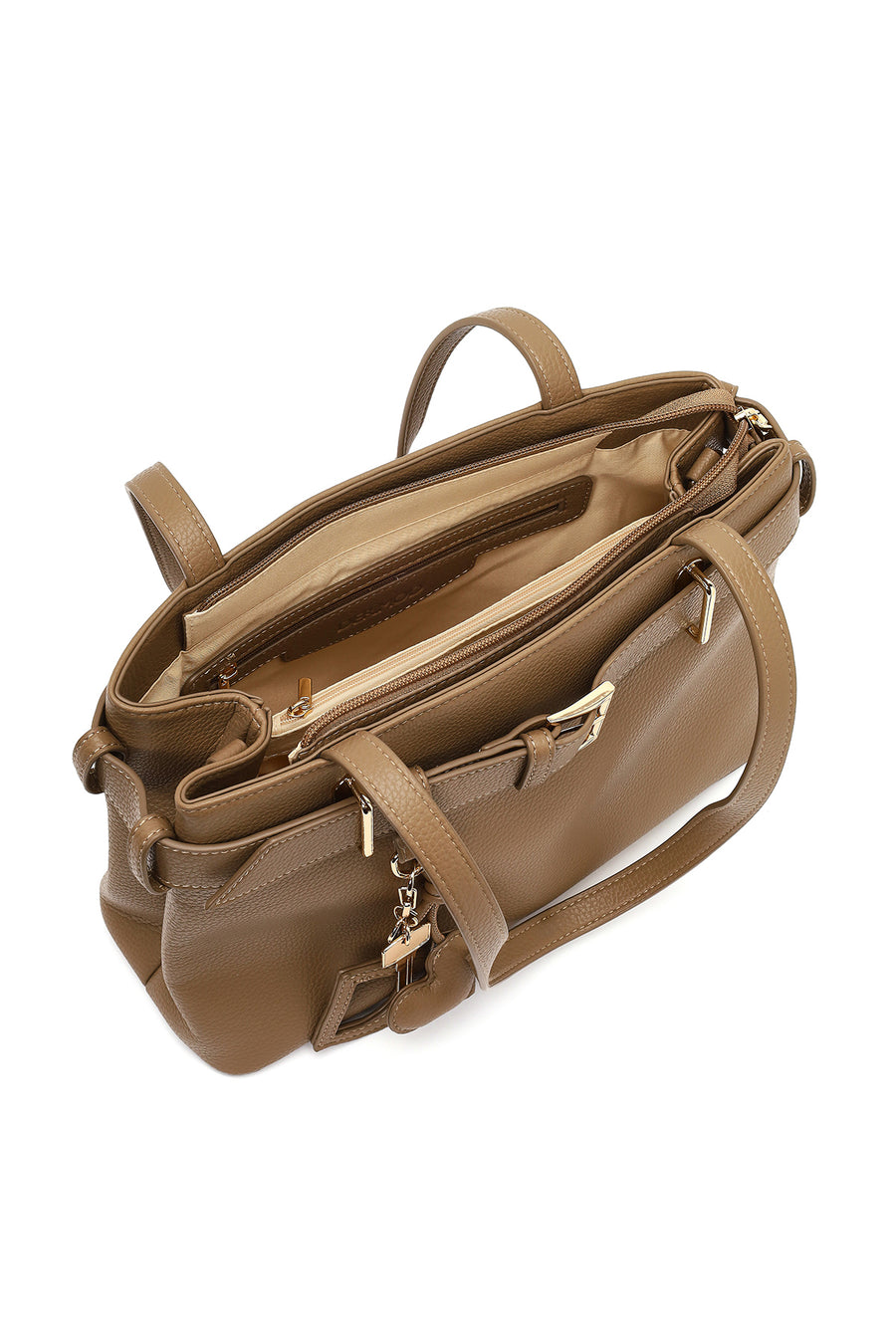 Women's Brown Long Strap Shoulder Bag with Accessories