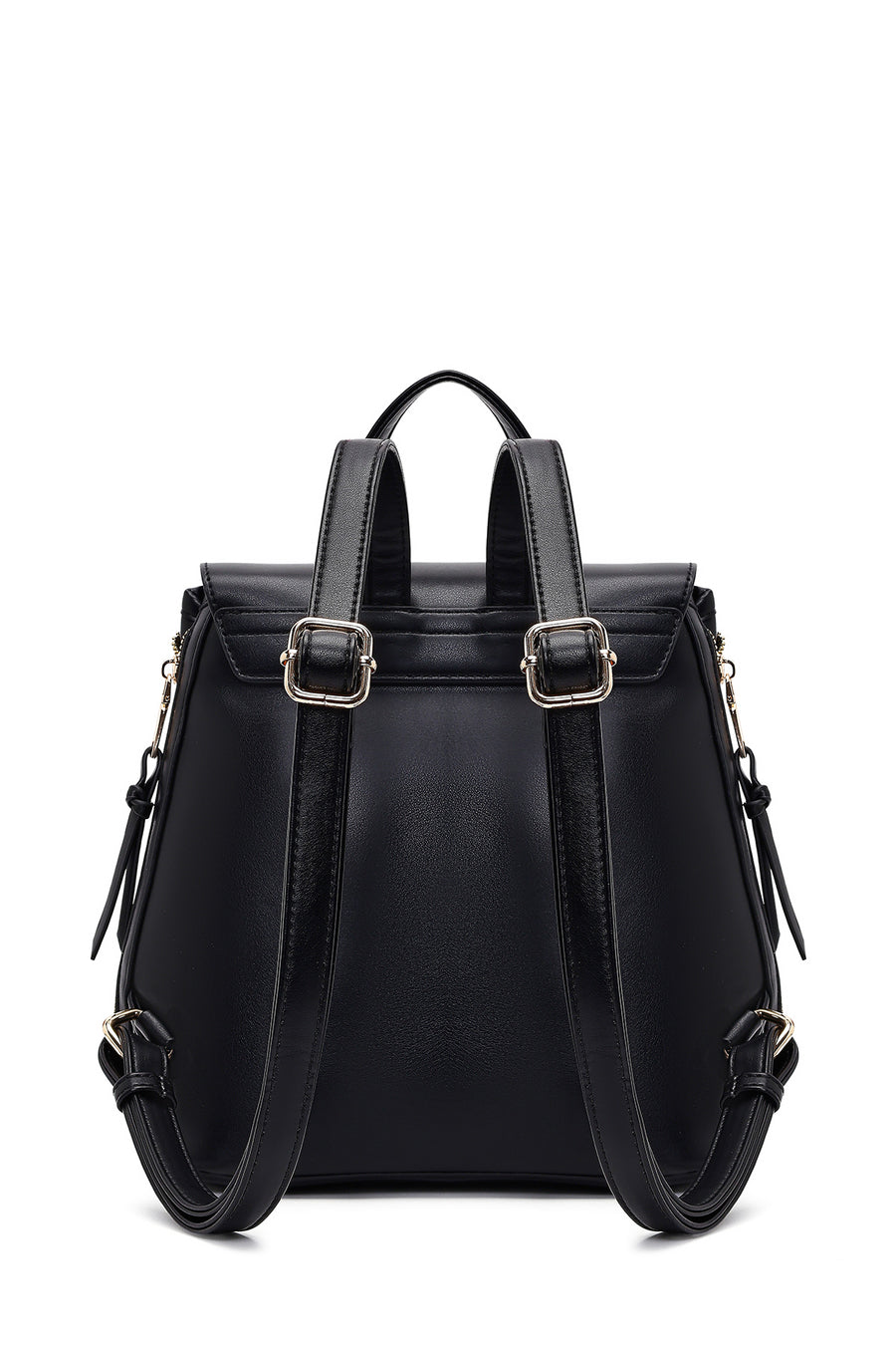 Women's Black Printed Accessorized Backpack