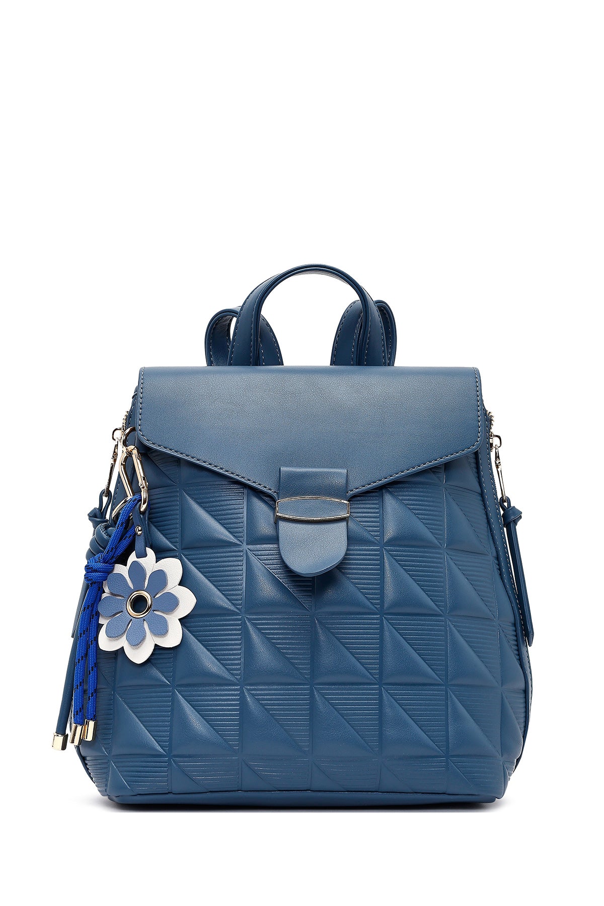 Women's Blue Printed Accessorized Backpack 25ABD285026 | Derimod