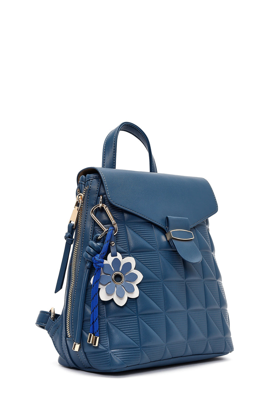 Women's Blue Printed Accessorized Backpack