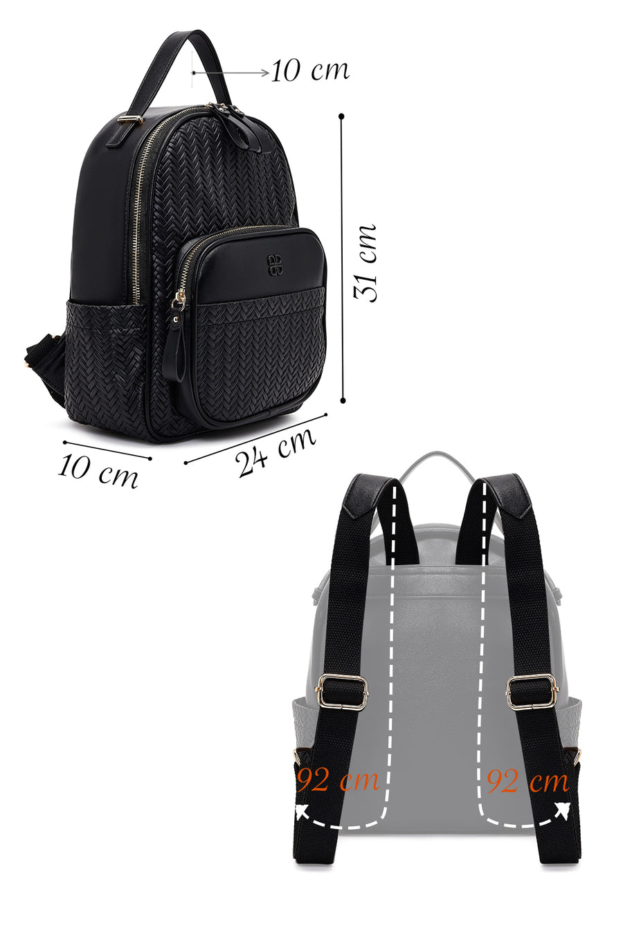 Women's Black Printed Backpack