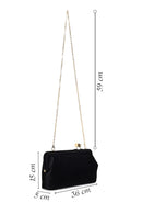 Women's Black Long Strap Velvet Clutch Bag | Derimod