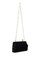 Women's Black Long Strap Velvet Clutch Bag | Derimod