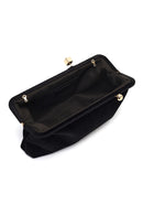 Women's Black Long Strap Velvet Clutch Bag | Derimod