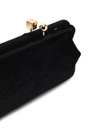 Women's Black Long Strap Velvet Clutch Bag | Derimod
