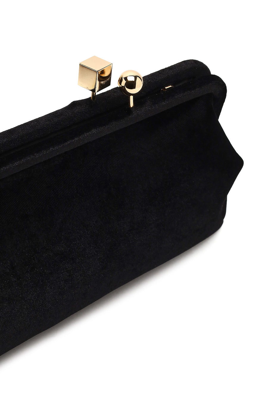Women's Black Long Strap Velvet Clutch Bag