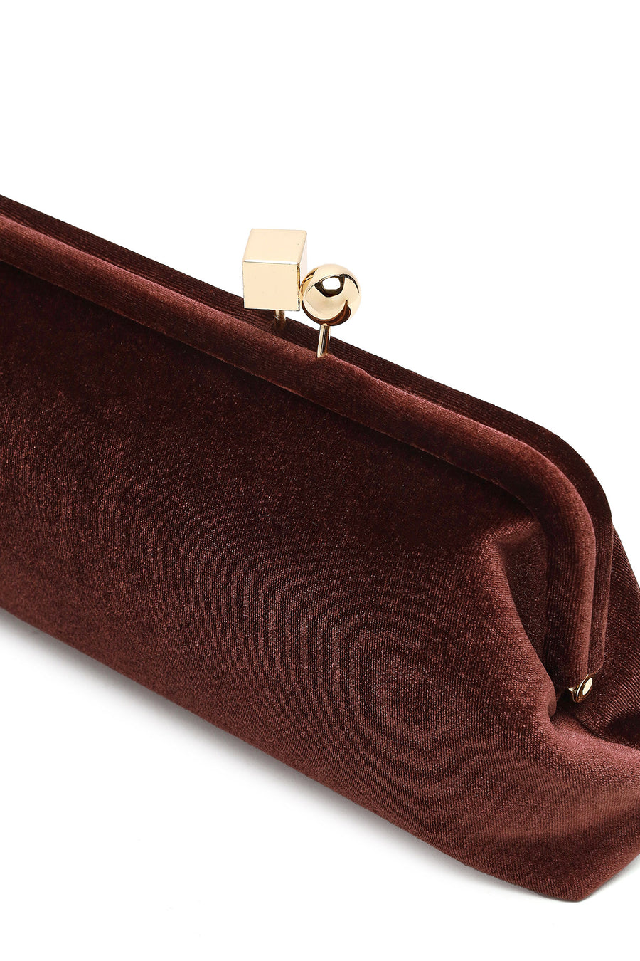 Women's Brown Long Strap Velvet Clutch Bag