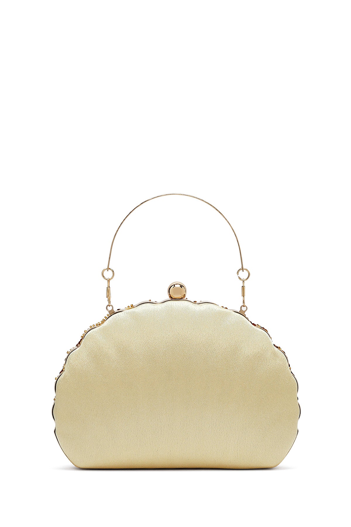 Kadın Altın Uzun Zincir Askılı Pullu Kutu Abiye Kol Çantası