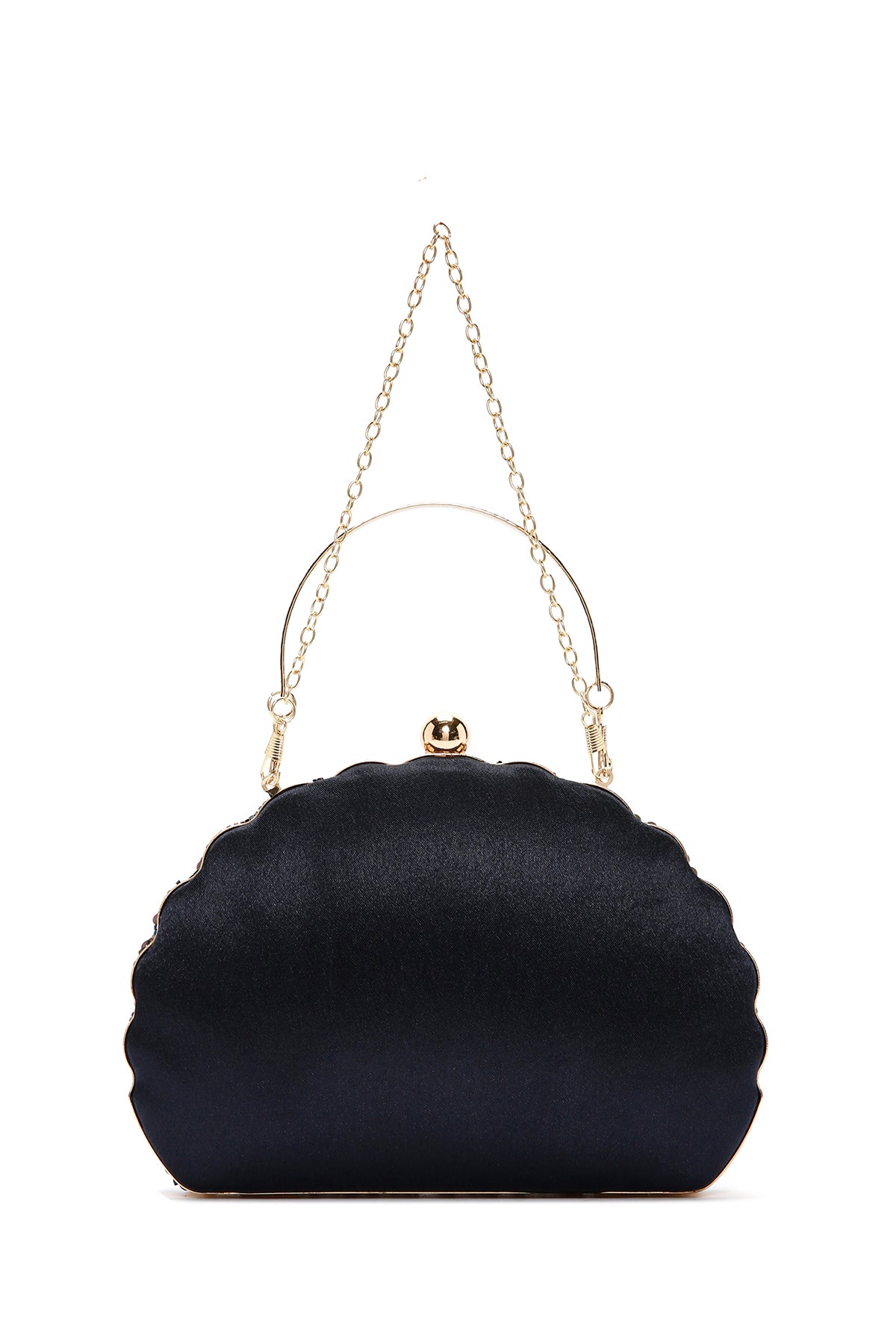 Kadın Mavi Uzun Zincir Askılı Pullu Kutu Abiye Kol Çantası