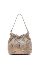 Kadın Altın Uzun Zincir Askılı Taşlı Mini Abiye Kol Çantası | Derimod