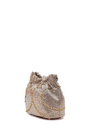 Kadın Altın Uzun Zincir Askılı Taşlı Mini Abiye Kol Çantası | Derimod