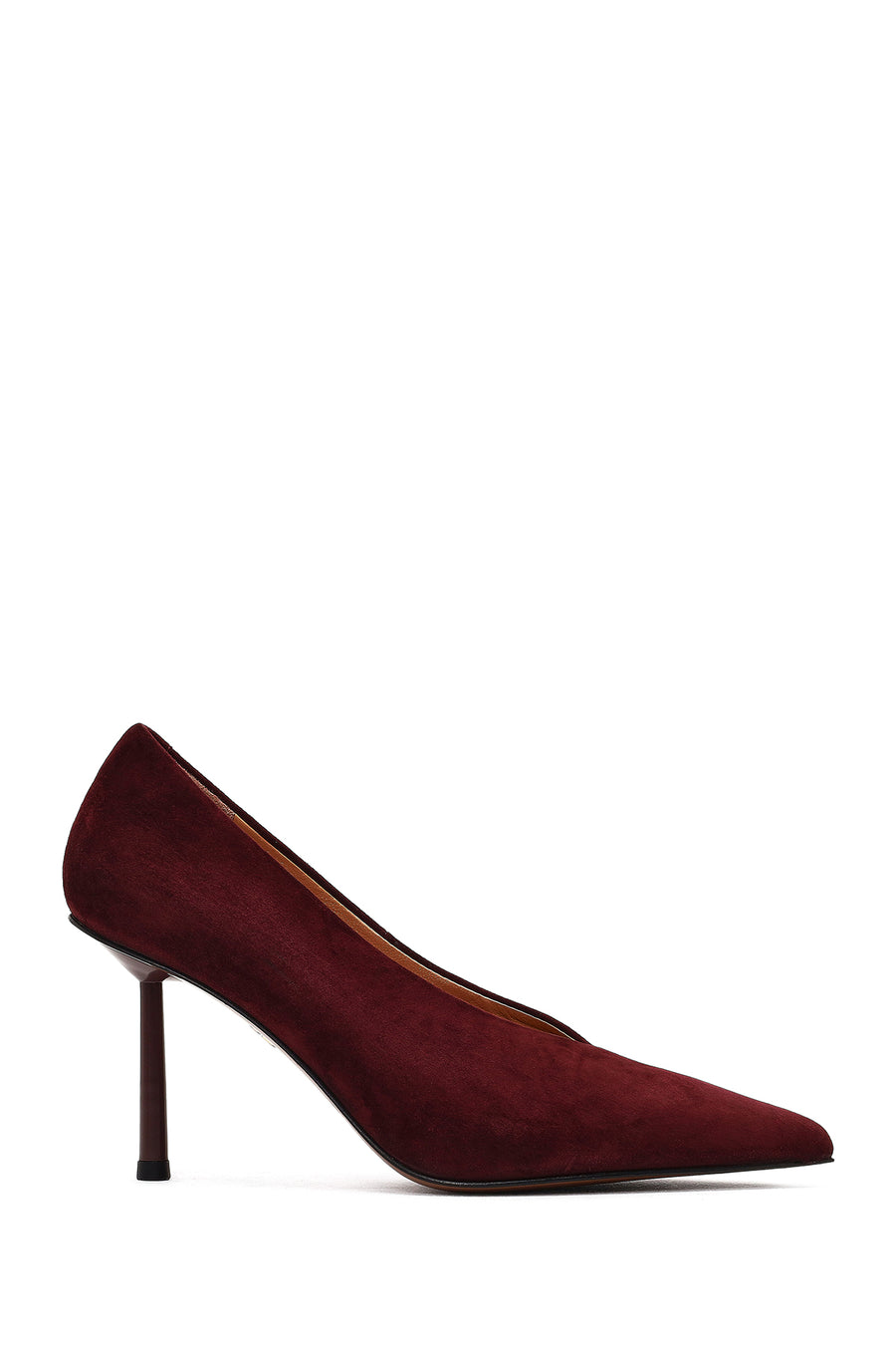 Women Burgundy Thin Heeled Suede Leather Stiletto 25AFD100610 | Derimod