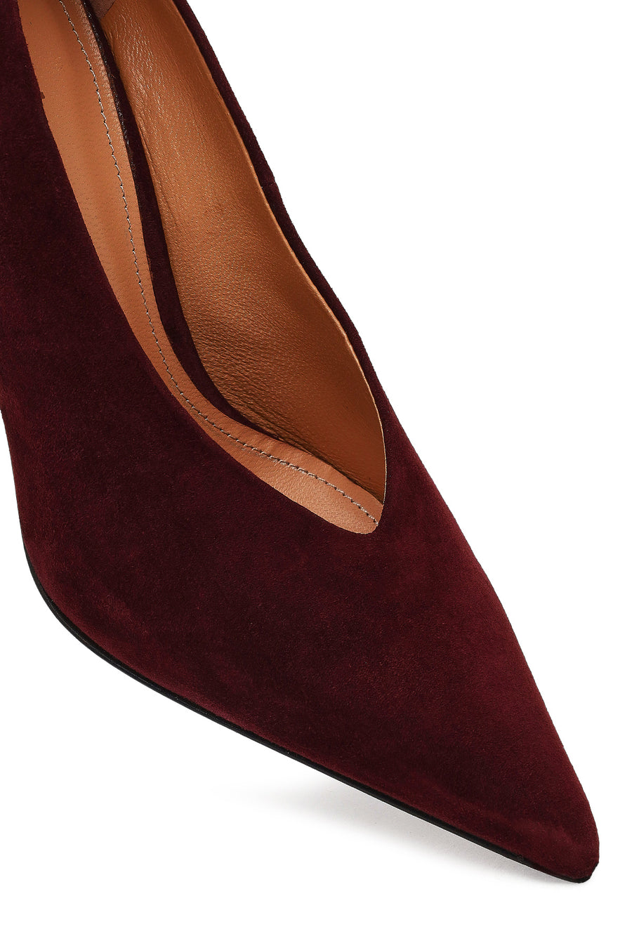 Women Burgundy Thin Heeled Suede Leather Stiletto