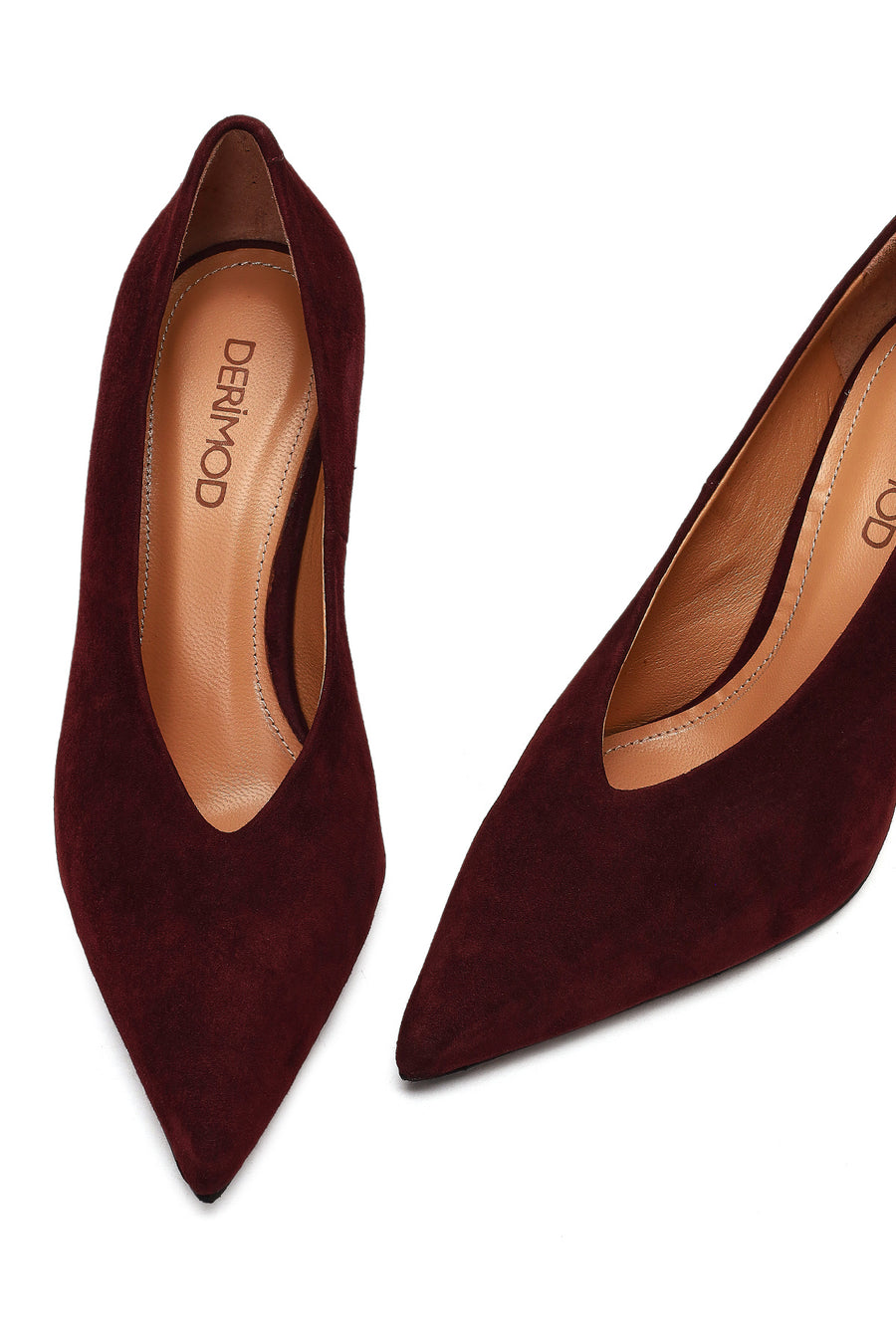 Women Burgundy Thin Heeled Suede Leather Stiletto