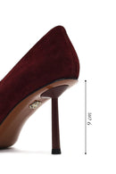 Kadın Bordo İnce Topuklu Süet Deri Stiletto | Derimod