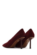 Kadın Bordo İnce Topuklu Süet Deri Stiletto | Derimod