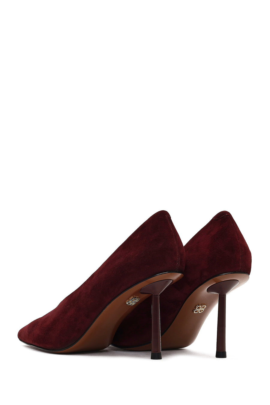 Women Burgundy Thin Heeled Suede Leather Stiletto