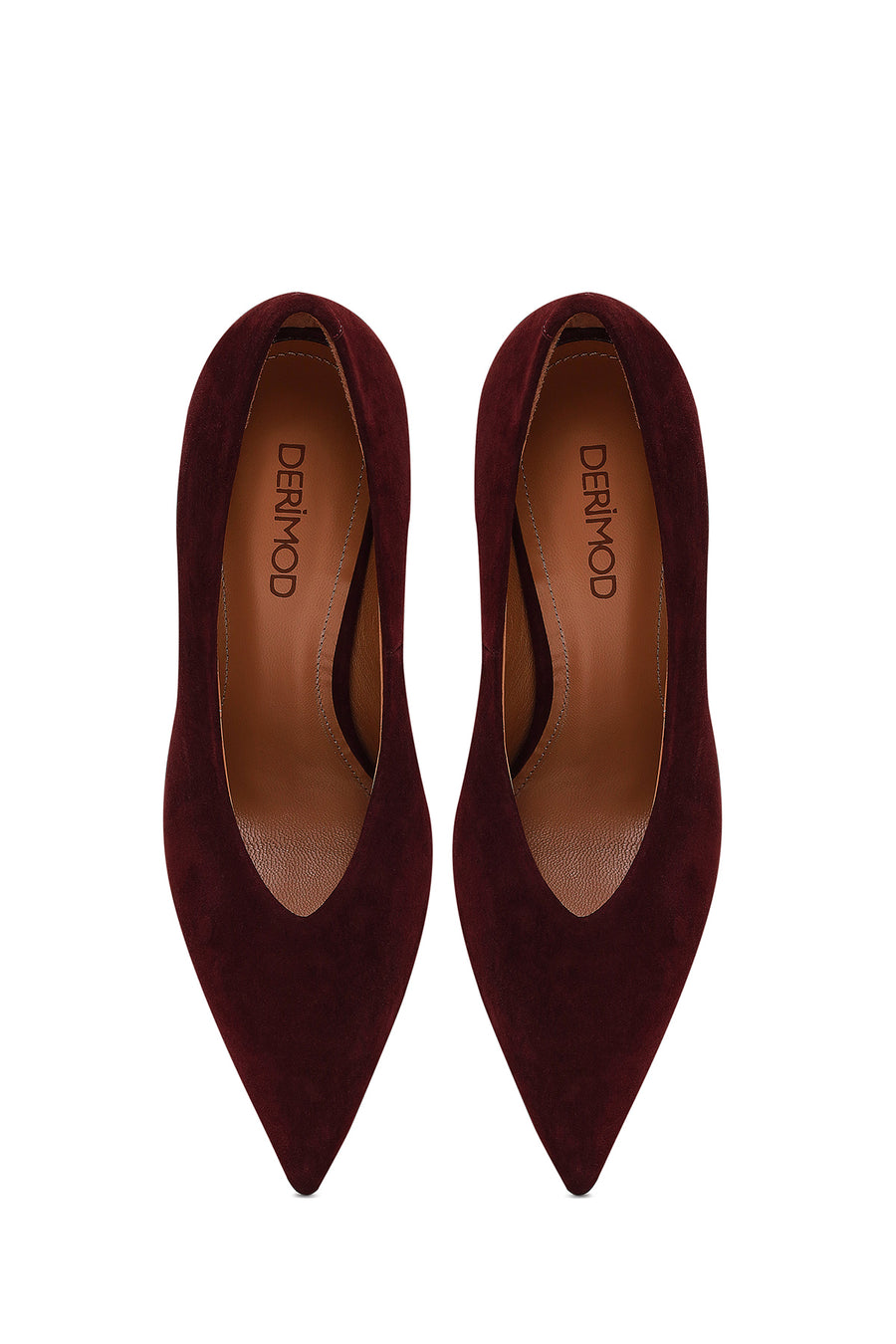 Women Burgundy Thin Heeled Suede Leather Stiletto