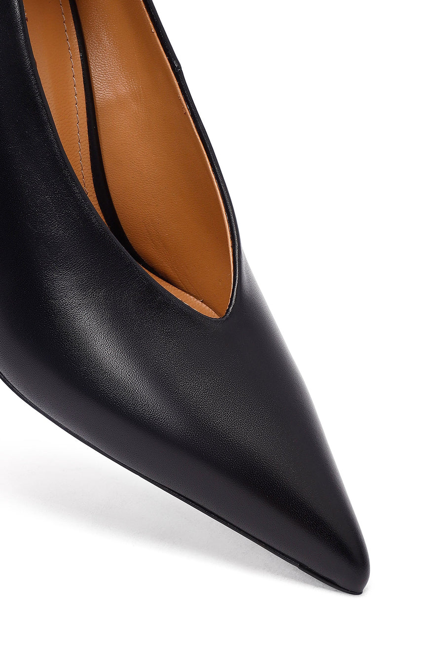 Women's Black Thin Heeled Leather Stiletto