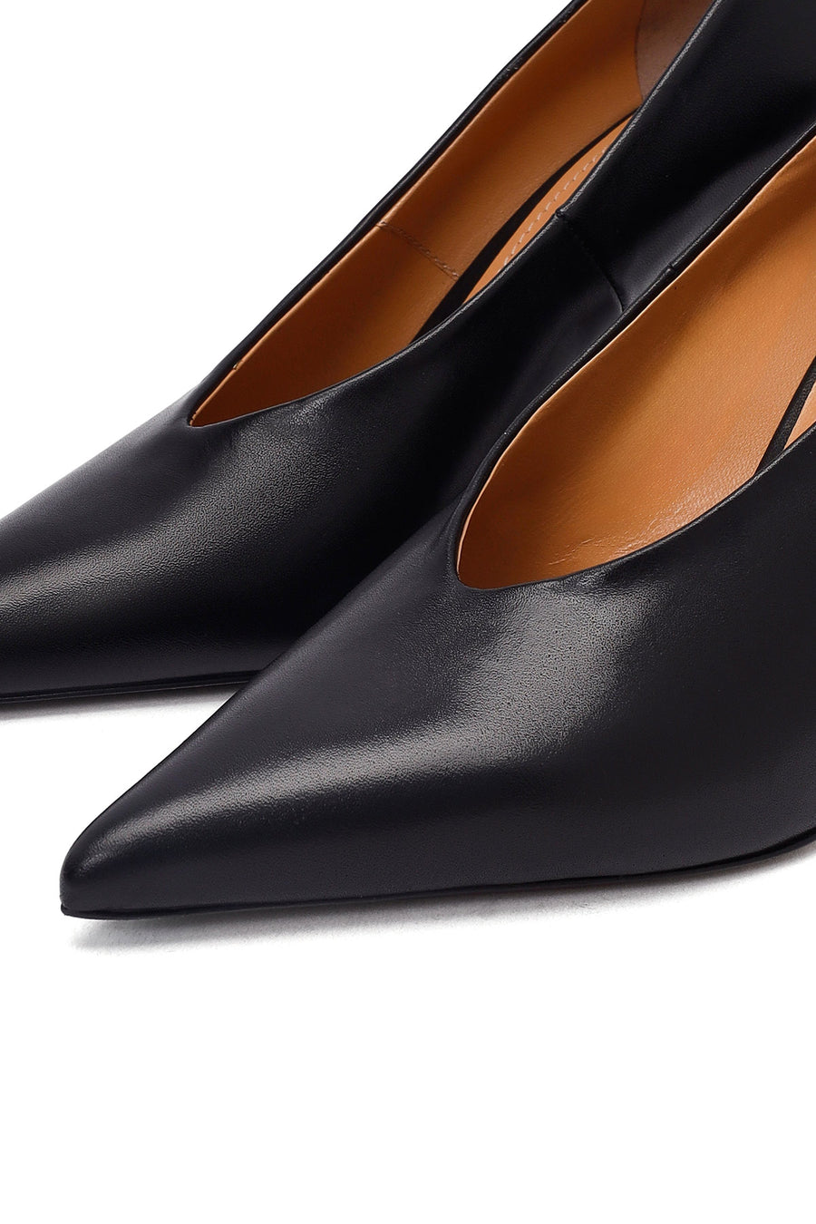 Women's Black Thin Heeled Leather Stiletto