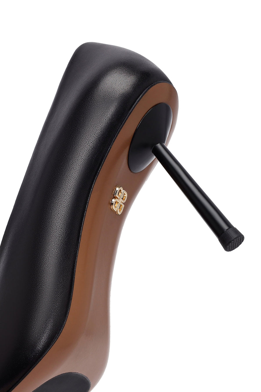 Women's Black Thin Heeled Leather Stiletto