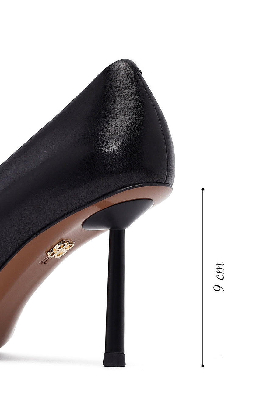 Women's Black Thin Heeled Leather Stiletto