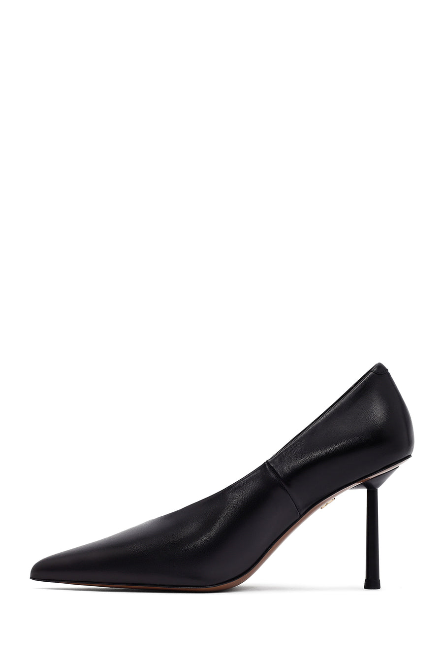 Women's Black Thin Heeled Leather Stiletto