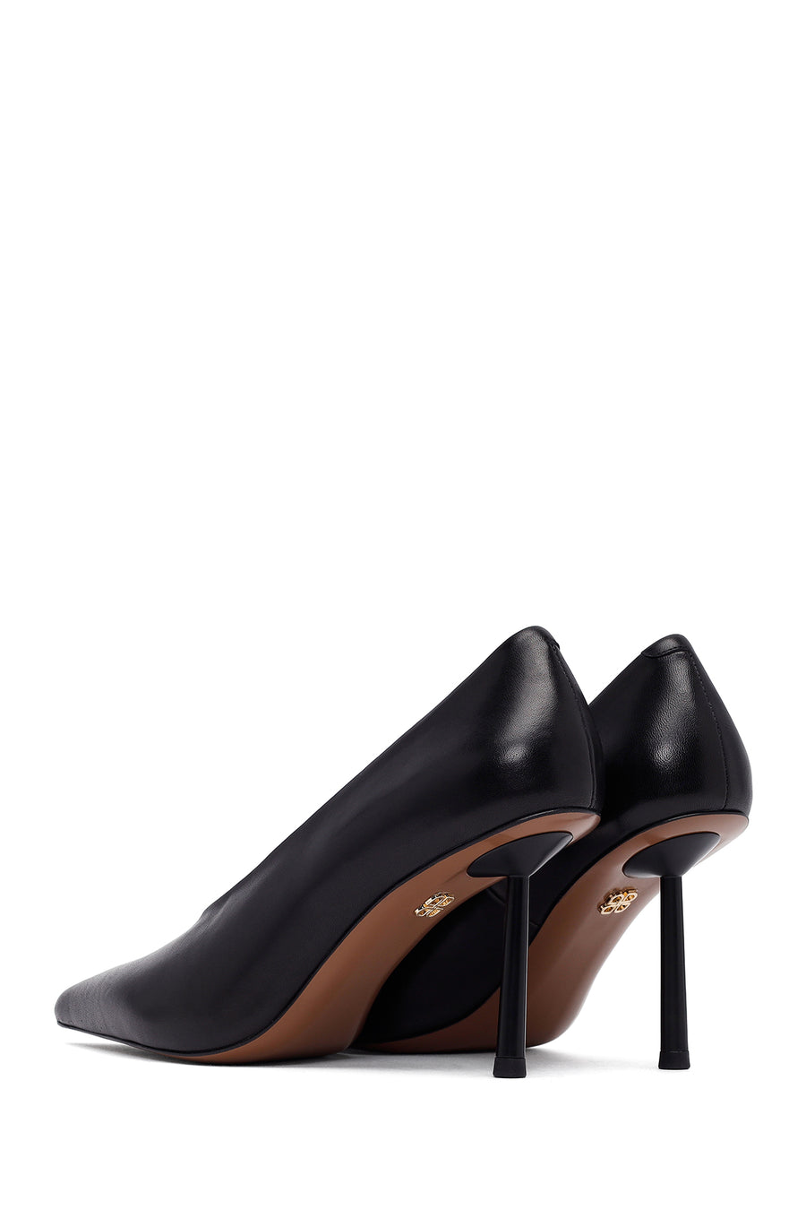 Women's Black Thin Heeled Leather Stiletto