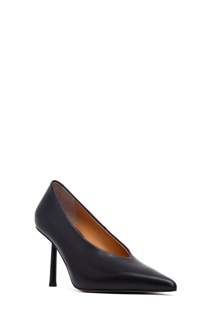 Women's Black Thin Heeled Leather Stiletto