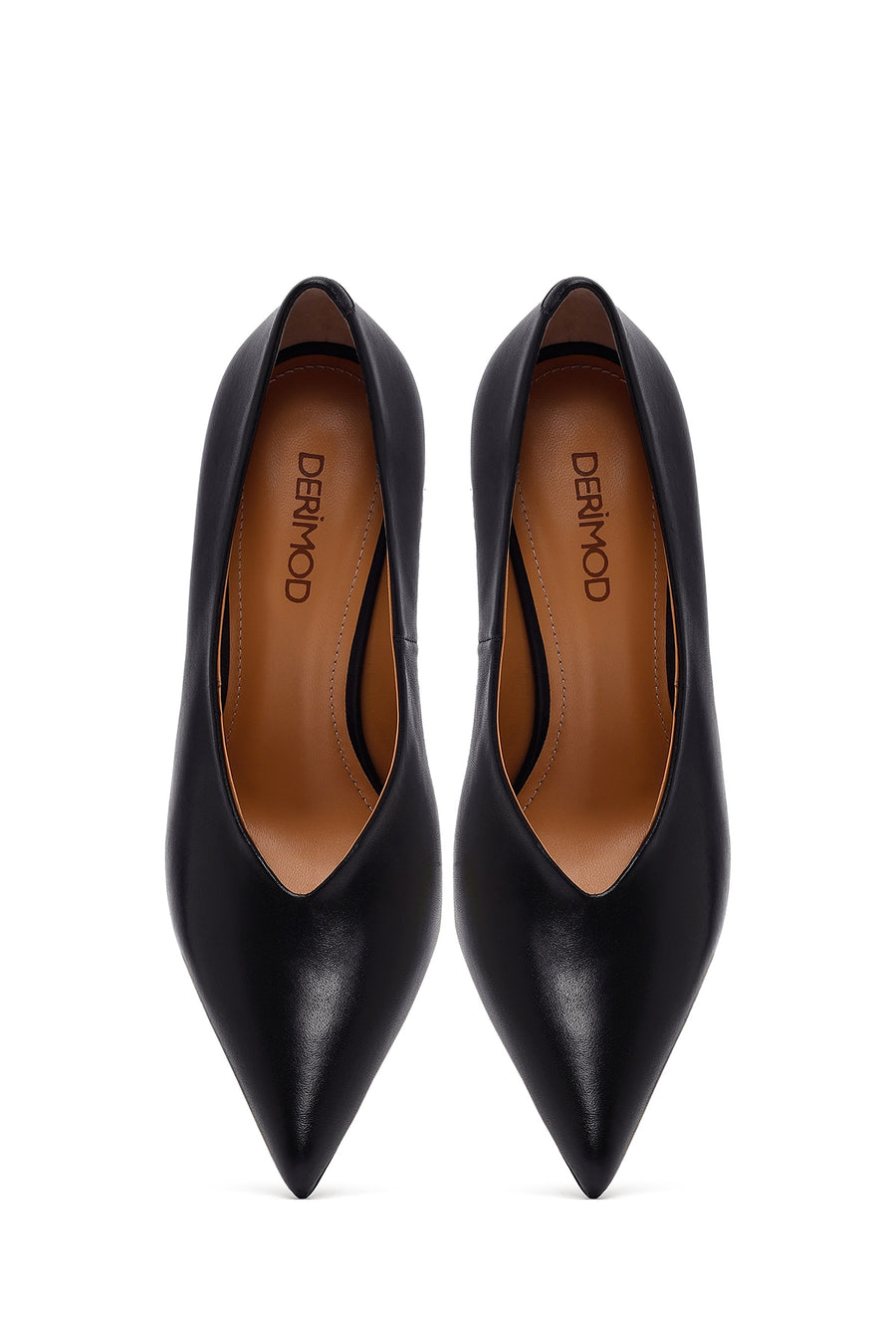 Women's Black Thin Heeled Leather Stiletto