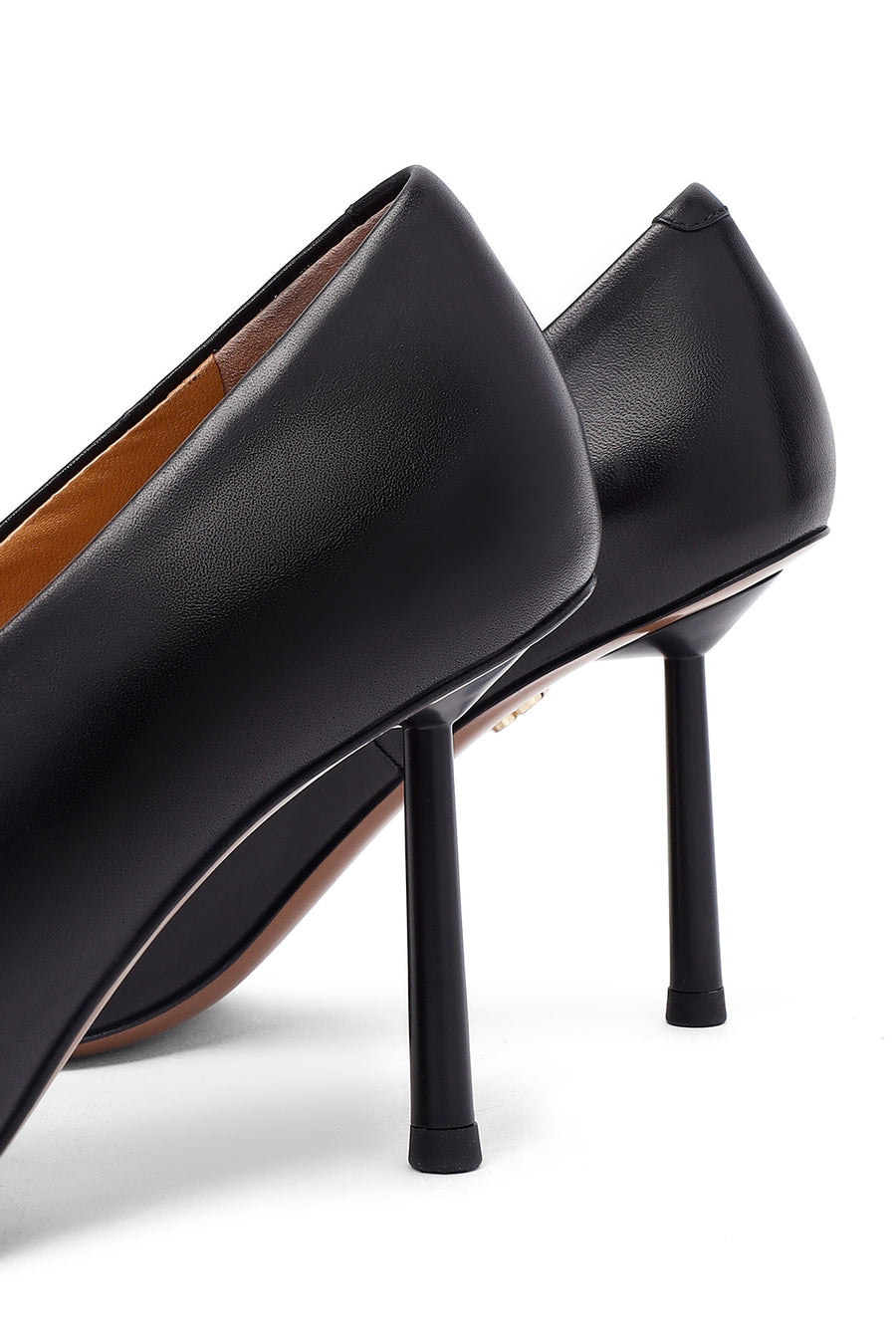 Women's Black Thin Heeled Leather Stiletto