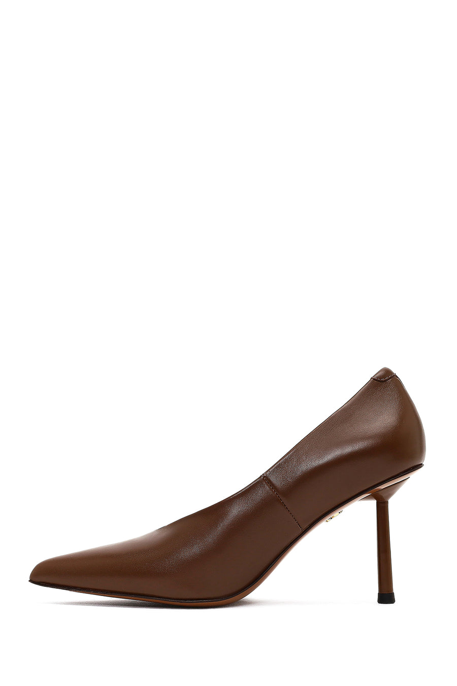 Women's Brown Thin Heeled Leather Stiletto