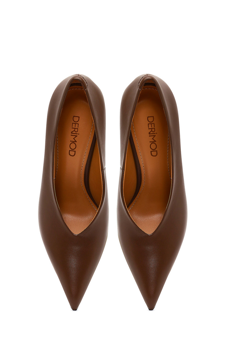 Women's Brown Thin Heeled Leather Stiletto