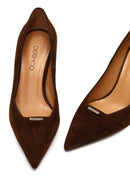 Kadın Kahverengi İnce Topuklu Süet Deri Stiletto | Derimod