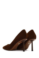 Kadın Kahverengi İnce Topuklu Süet Deri Stiletto | Derimod