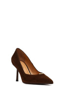 Kadın Kahverengi İnce Topuklu Süet Deri Stiletto | Derimod