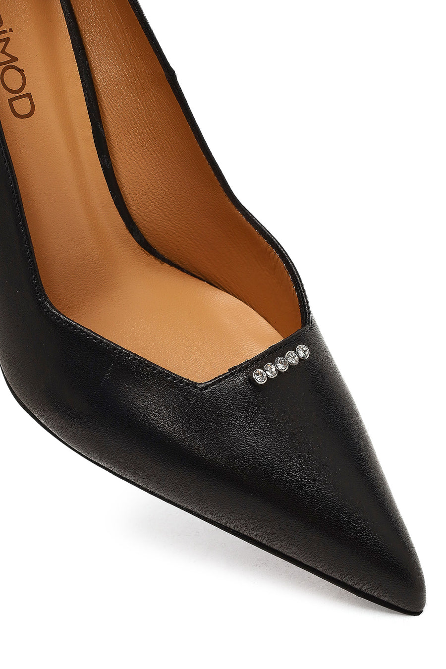 Women's Black Thin Heeled Leather Stiletto
